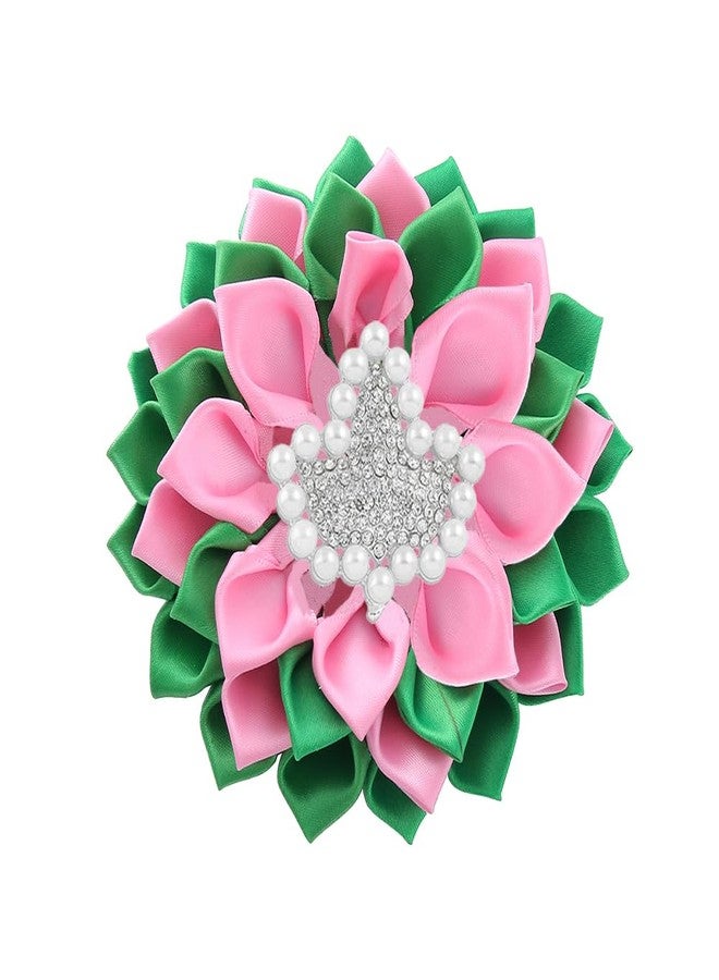 HUSURU Sorority Paraphernalia Brooches Pin for Women Greek Society Members Gift Pink Green Flower Corsage Brooch Sisterhood Jewelry - Image 1